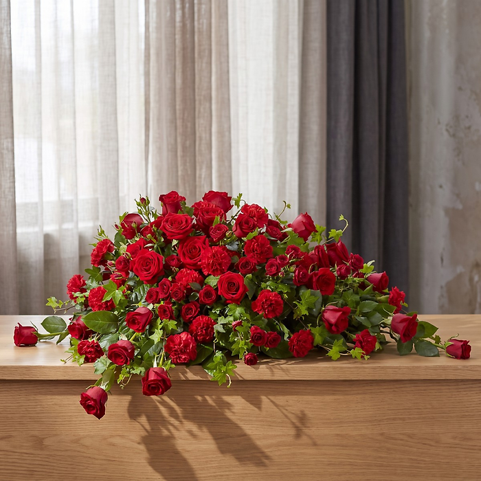 Red Rose Reverence Casket Spray